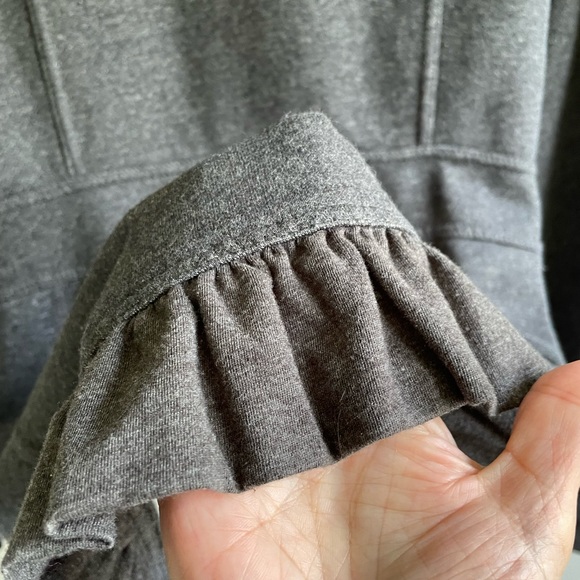 STELLA STARR GREY GRAY FITTED JACKET BUTTONS RUFFLE FLEECE LINED POCKETS - Picture 8 of 10